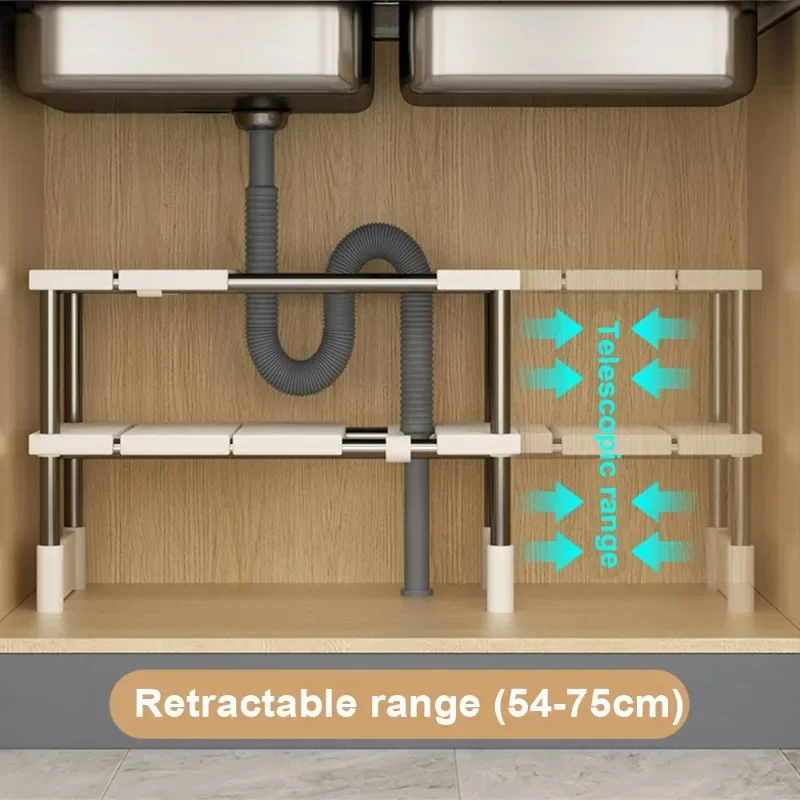 

Stackable Storage Rack Wardrobe Layered Partition Rack Closet Sorting Shelves Telescopic Sink Holder Wardrobe Clothing Organizer