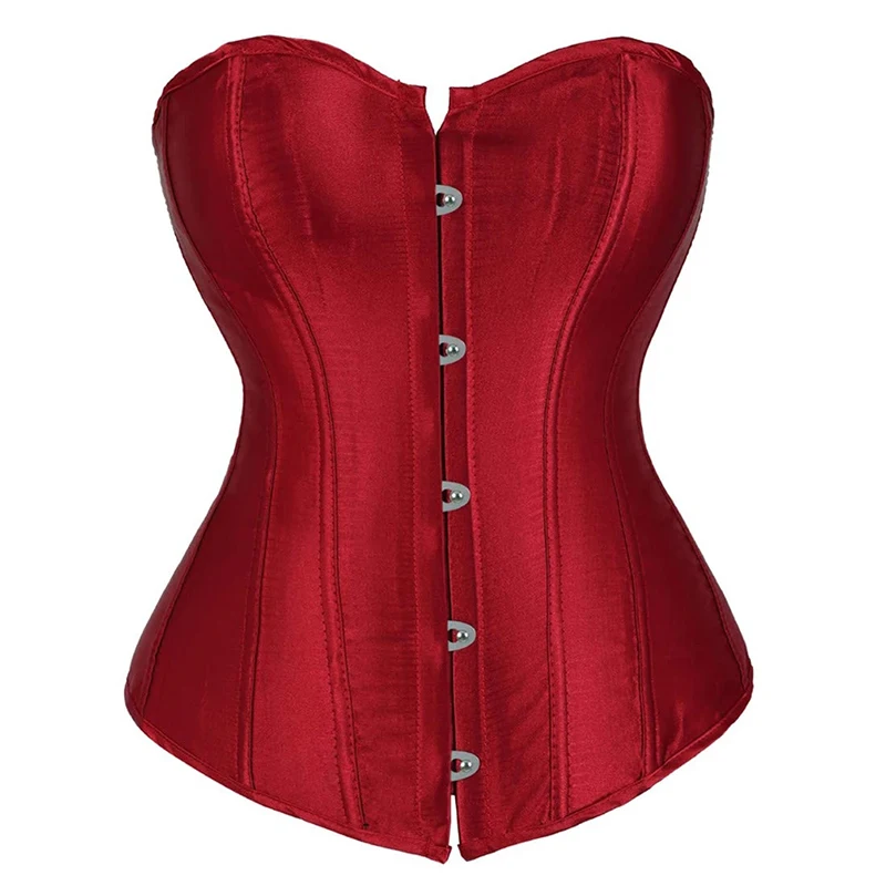 Satin Overbust Corset Bustier Plastic Boned Gothic Gorset Sexy Plus Size Korset Sexy Shapers bustiers Slimming