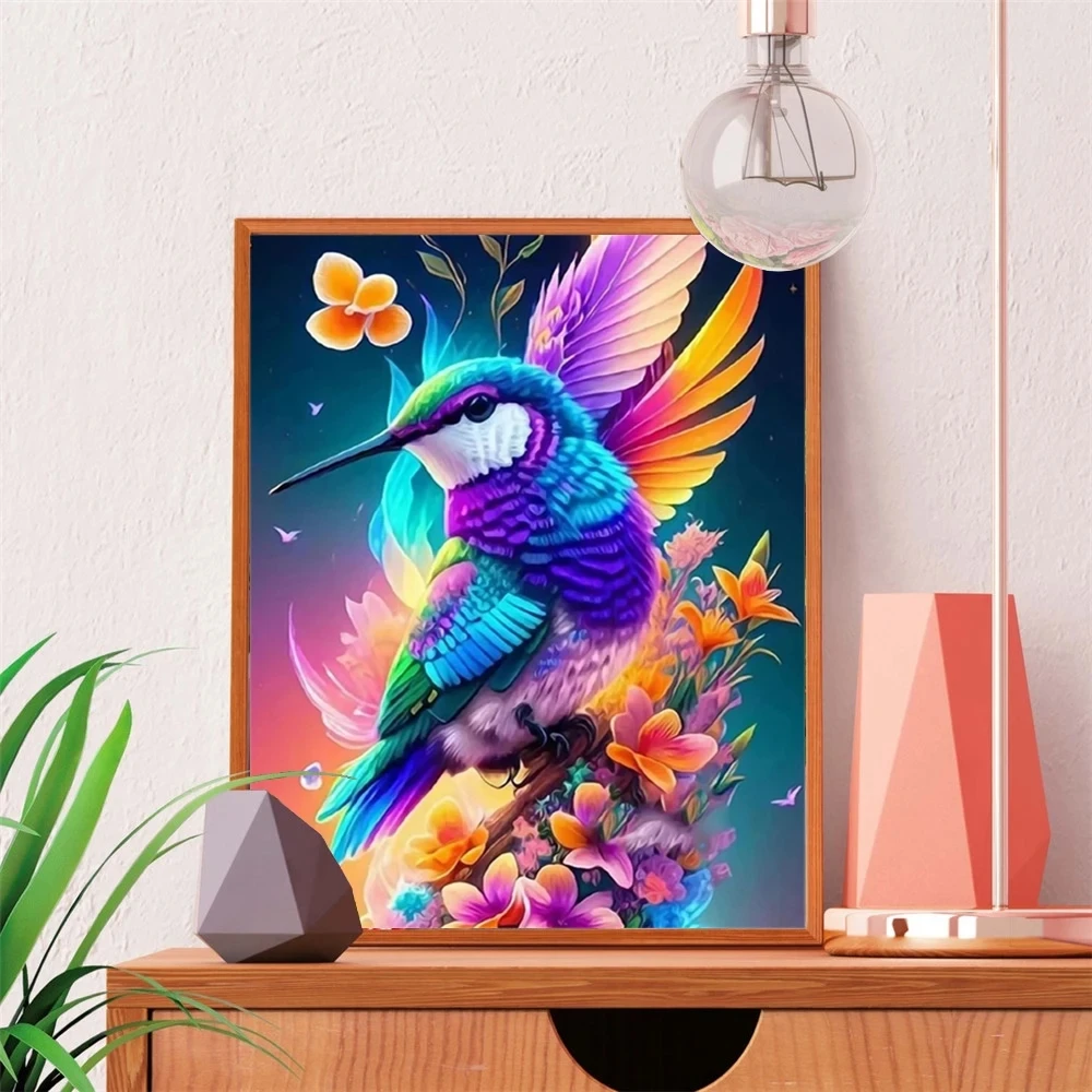 AB 5D Diy Diamond Painting Mosaic Humming Bird Flower Full Square Round Embroidery Animal Handmade Home Decor Cross Sticth Kits