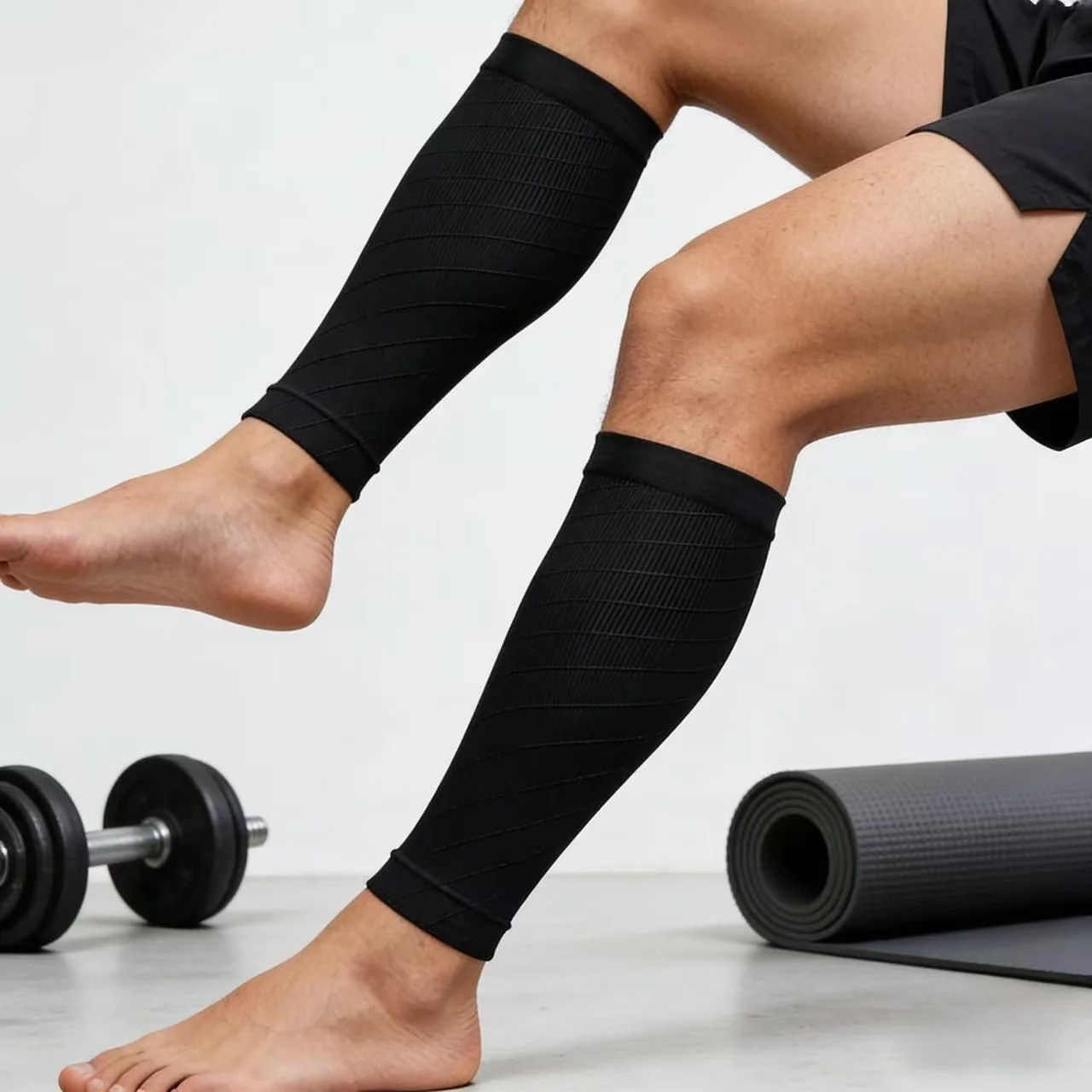 

1 Pair Compression Calf Sleeves Running Leg Compression Footless Leg Socks Ffor Running Cycling Football Training 20-30mmHg