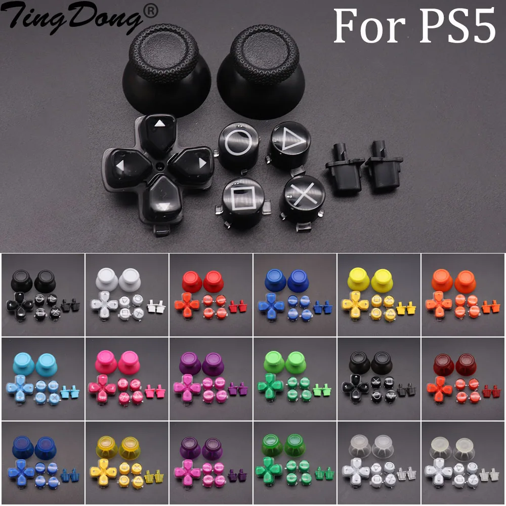 For PS5 V1 V2 V3 Controller Button Cross ABXY D Pad Driection Key Kit &Mushroom Cap Thumbstick Cover  & option and Share Buttons