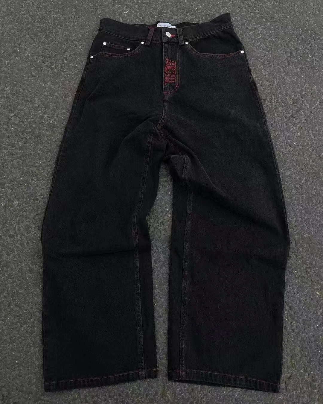 Fashion Embroidery Decor Streetwear Clothing Long Pants Jeans Women Man Pants Casual Man Clothes Denim Y2k Jeans Trousers