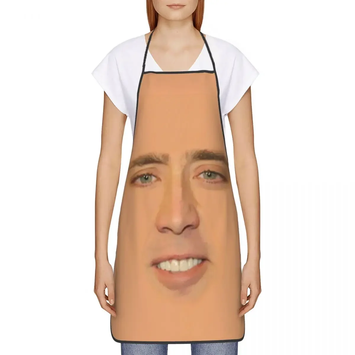 Nicolas Cage Full Face Funny Apron Women Men Funny Meme Adult Unisex Kitchen Chef Bib Tablier Cuisine Cooking Baking Painting