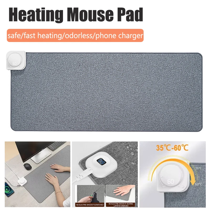 Intelligent Electric Heating Mouse Pad Winter Hand Warmer Computer Desk Heated Mat Office Desk Warming Pad Keyboard Table Mat