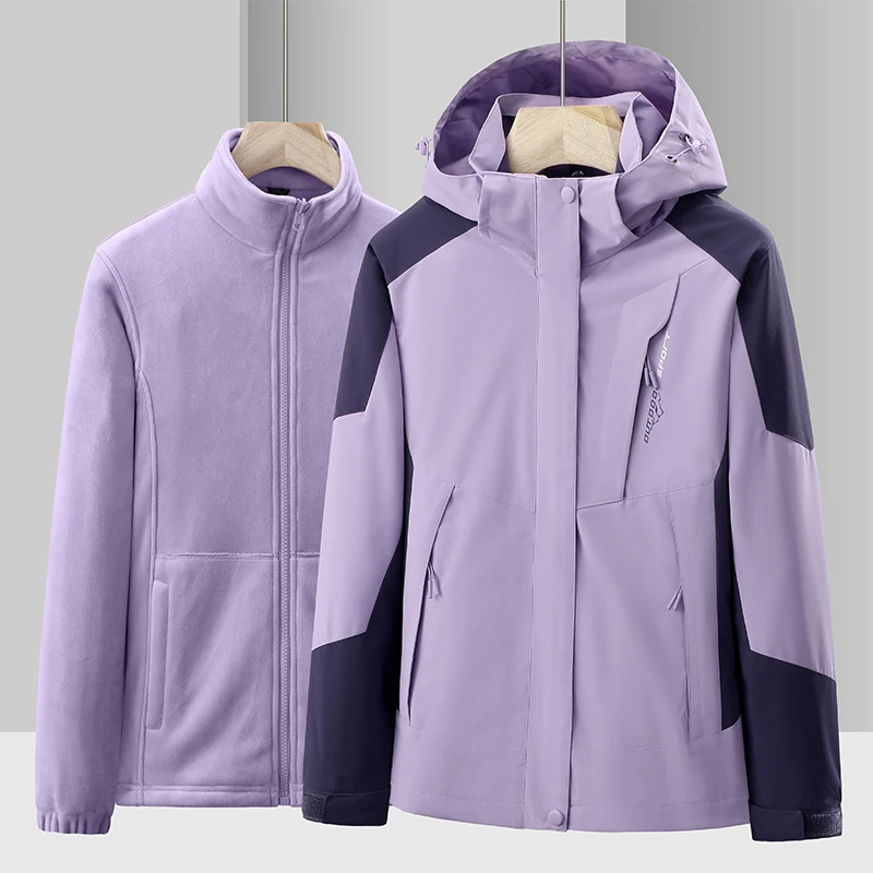 

Thermal Parka with Hood Snow Waterproof Windproof Men's Jacket Two-pieces Sets 3 in 1 Thermal Mountain Parka Unisex Snow Parka