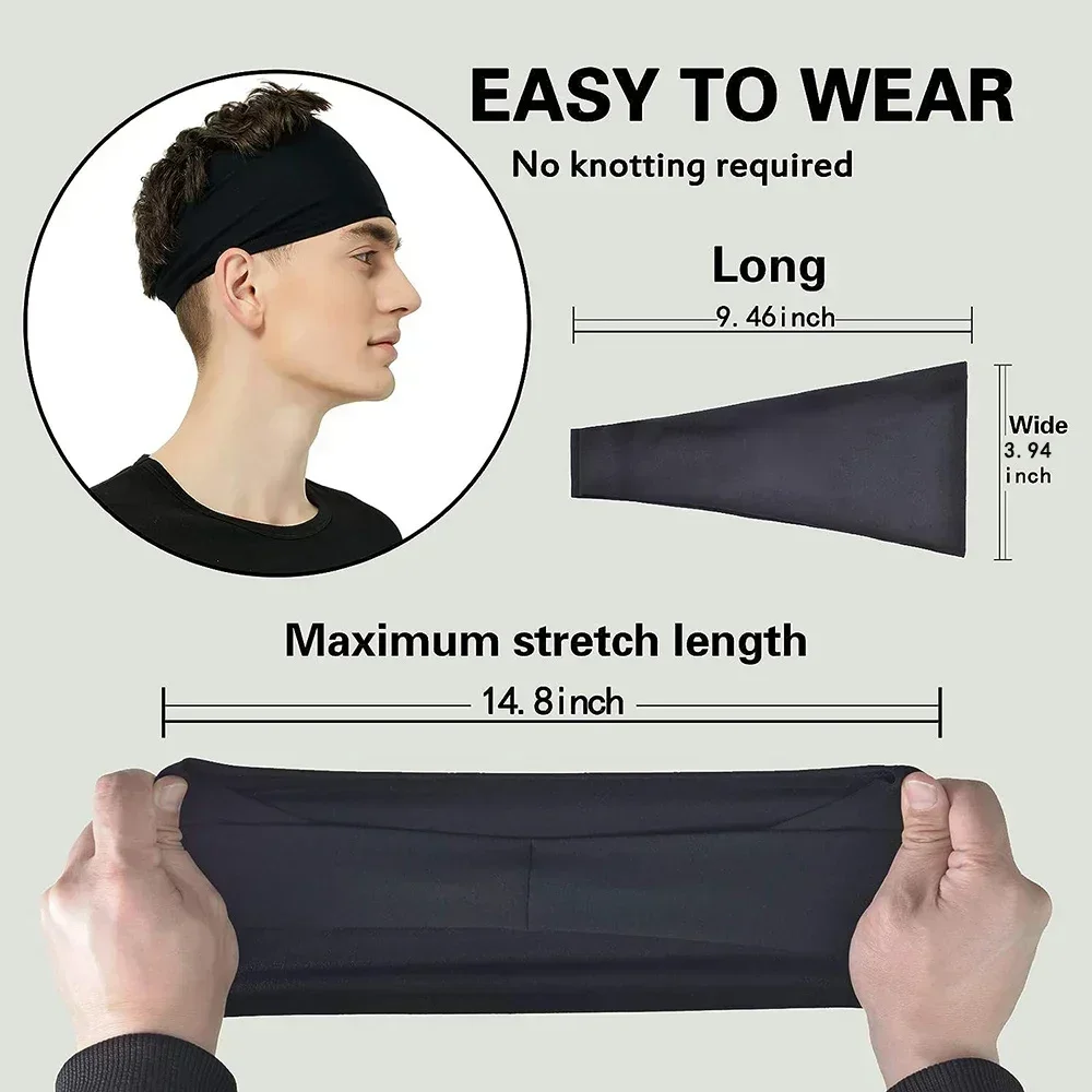 1/5Pcs Women Men Sports Sweatband Headband Gym Fitness Running Elastic Yoga Headwrap Breathable Absorbent Quick-dry Hair Bands