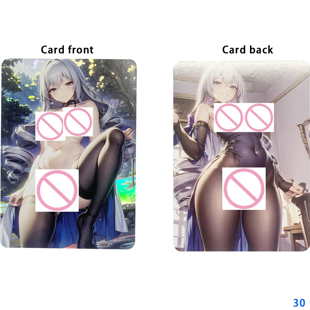 Sexy Anime Naked Girl Collection Card Refractive Color Flash Fat Buttocks Ample Breasts Nude Card Otaku Gifts 63*88mm