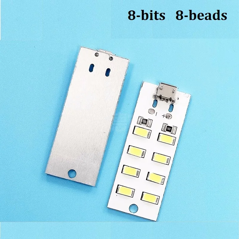 10pcs/lot 8-Bits LED Lamp Board 8-Beads Micro USB Night Light 8LED Mini Mobile Camping Emergency Light Small Night Light