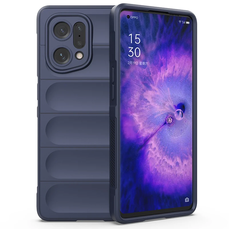 

For Oppo Find X5 Shockproof Flexible Soft TPU Anti-slip Edge Cell Phone Protector Rugged Back Case - Dark Blue