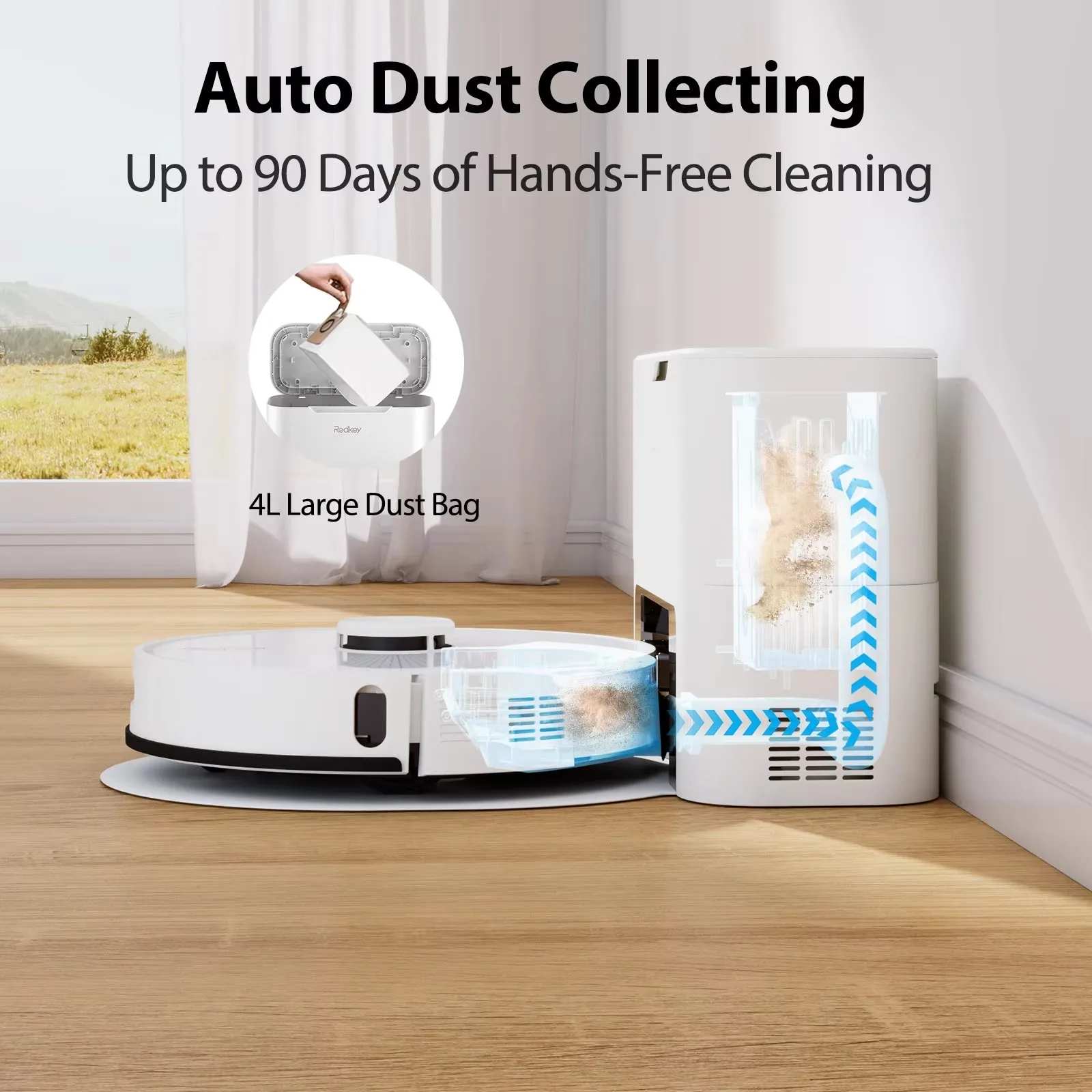 Redkey R10 جهاز آلي لتنظيف الأتربة 2 في 1 السيارات مكنسة كهربائية ممسحة مسح وظيفة LiDAR الملاحة قوية 4000Pa شفط الطاقة 4 L كيس لجميع الغبار