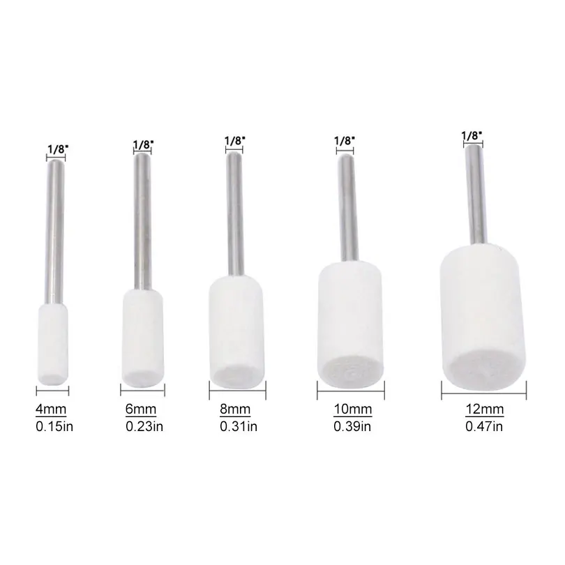 20pcs Wool Felt Mounted Mandrel Polishing Buffing Wheels Grinding Bits Grinder Head Polish Watch Jewelry Rotary Tool Accessories