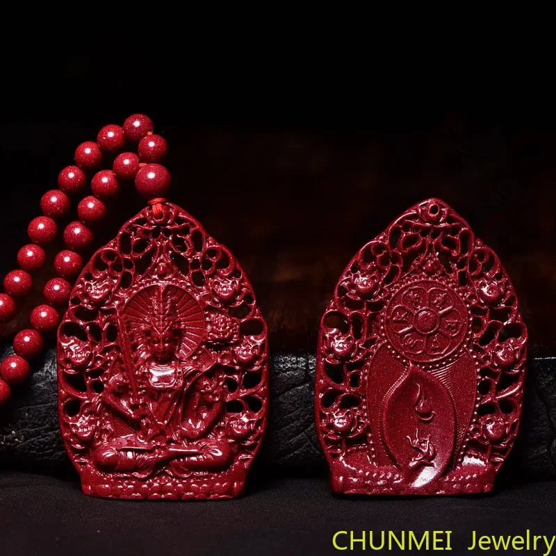 High-content cinnabar pendant for men original stone pendant for Buddha purple gold sand necklace for women saint Chinese zodiac