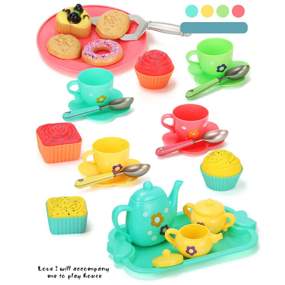 Teiera pomeridiana per bambini, tazza da tè, set da tè, cucina per ragazze, set di giocattoli per giocare a casa, regalo di compleanno per bambini, plastica