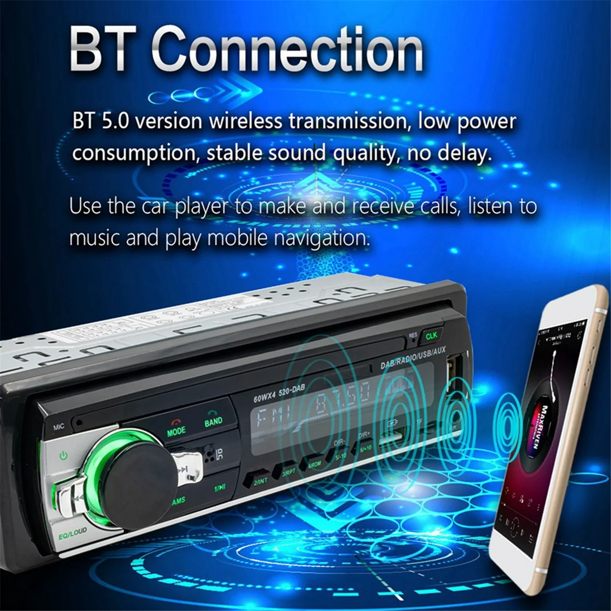 

Radio + Car MP3 Multimedia Player -520 AM FM Audio Stereo Receiver 12V In-Dash 1Din Bluetooth