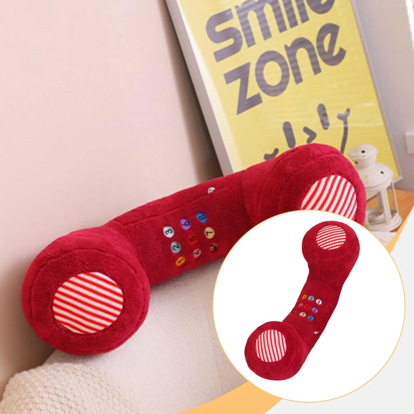 

Telephone Shaped Pillow Soft Cartoon Comfortable Party Decor Gifts Red Stuffed