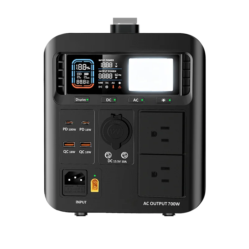 High Capacity 700W Portable Backup Power Station Bank Fast Charging