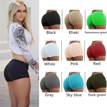 Nieuwe dames elastische sportshorts casual hoge taille strakke fitness slanke skinny bodems zomer plus size effen wit zwarte shorts