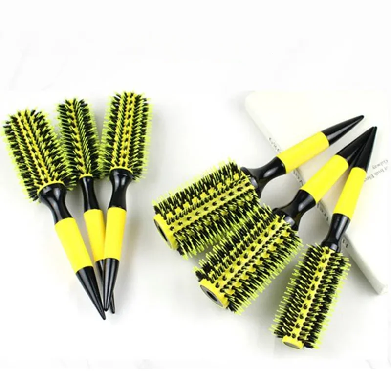 Wood Handle Boar Bristles Round Hair Comb Professional Hairdressing Hair Brush Barber Salon Styling Tools For Blow Dry