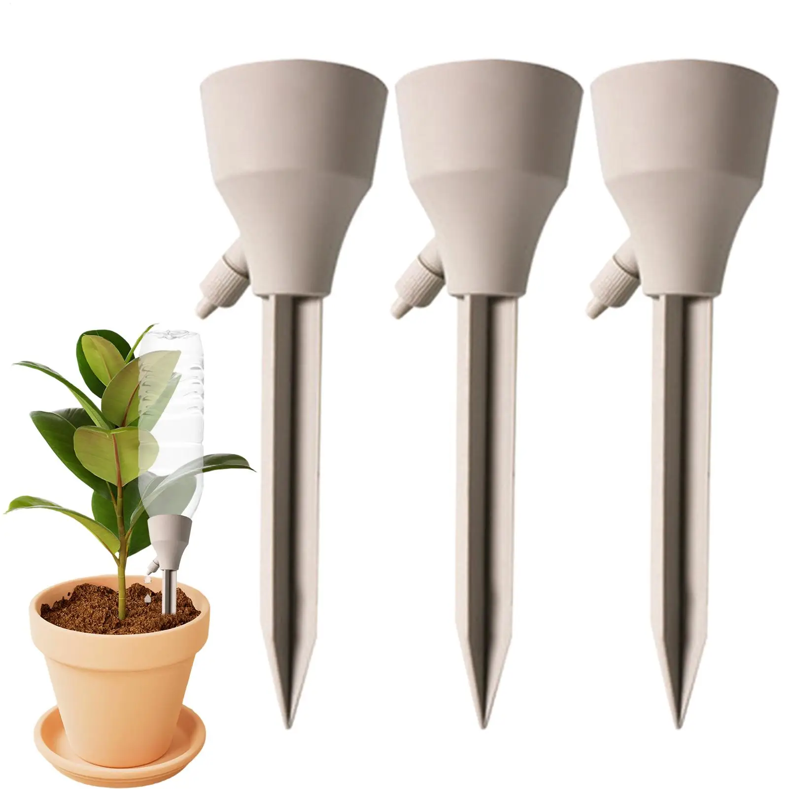 3 Pieces Automatic Irrigation Spike Self Watering Stick With Control Valve Adjustable Plant Watering Device For Indoor Plants