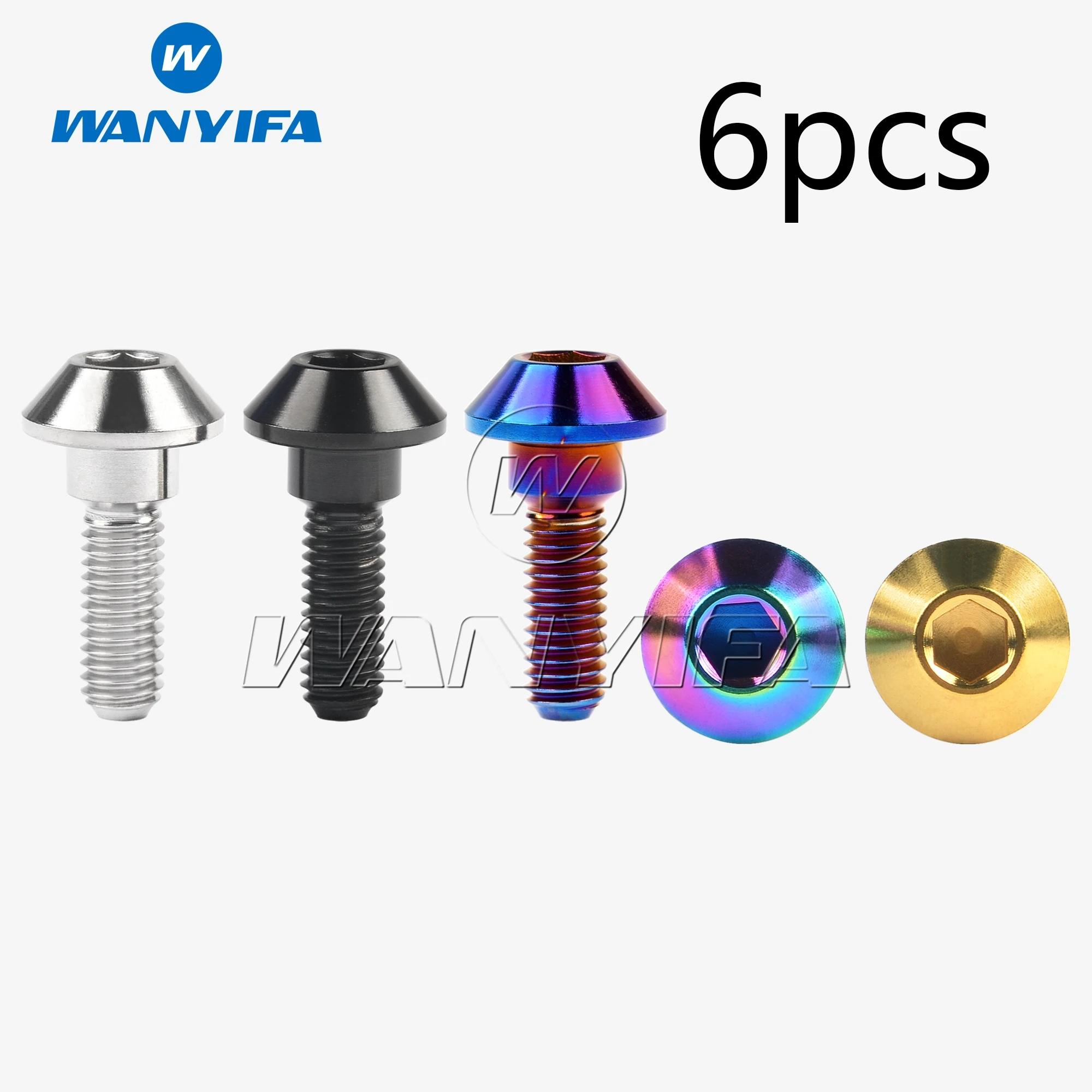 Wanyifa Titanium Bolt M6x20/25mm Tapered Ball Conical Head Screws for Yamaha Motorcycle Brakes 6pcs