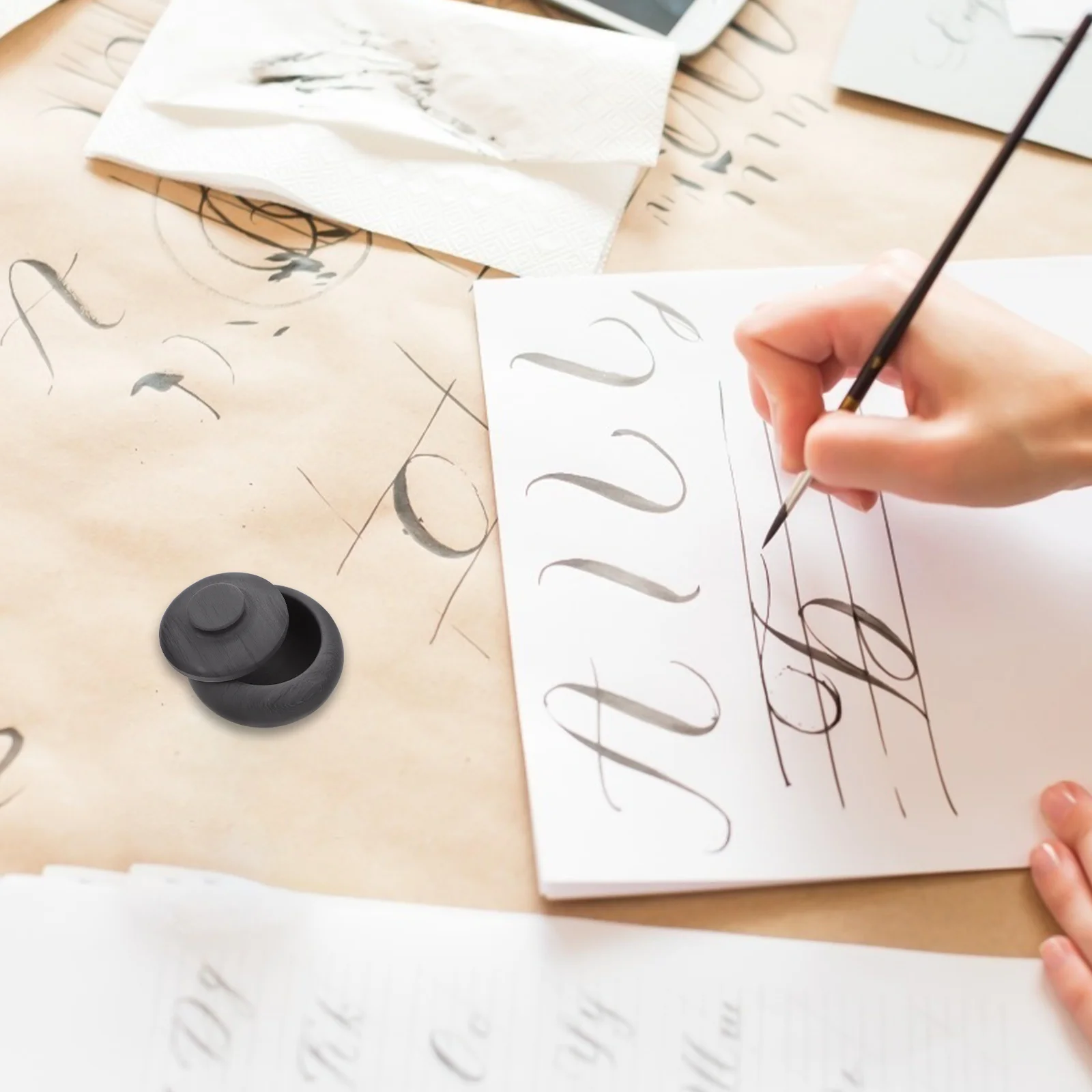 

1Pcs Small Ink Grinding Stone Portable Calligraphy Tool High-Quality Ceramic Inkslab for Drawing Writing Practice Home Office