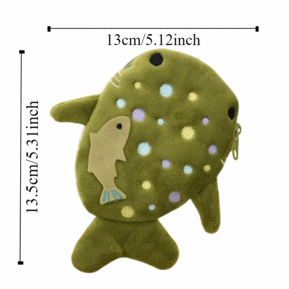 Monedero de Peluche de Tiburón Ballena de Dibujos Animados, Cartera de Peluche con Cremallera de Animal, Monedero Portátil de Moda, Bolsa de Monedas de Peluche, Regalos para Niños