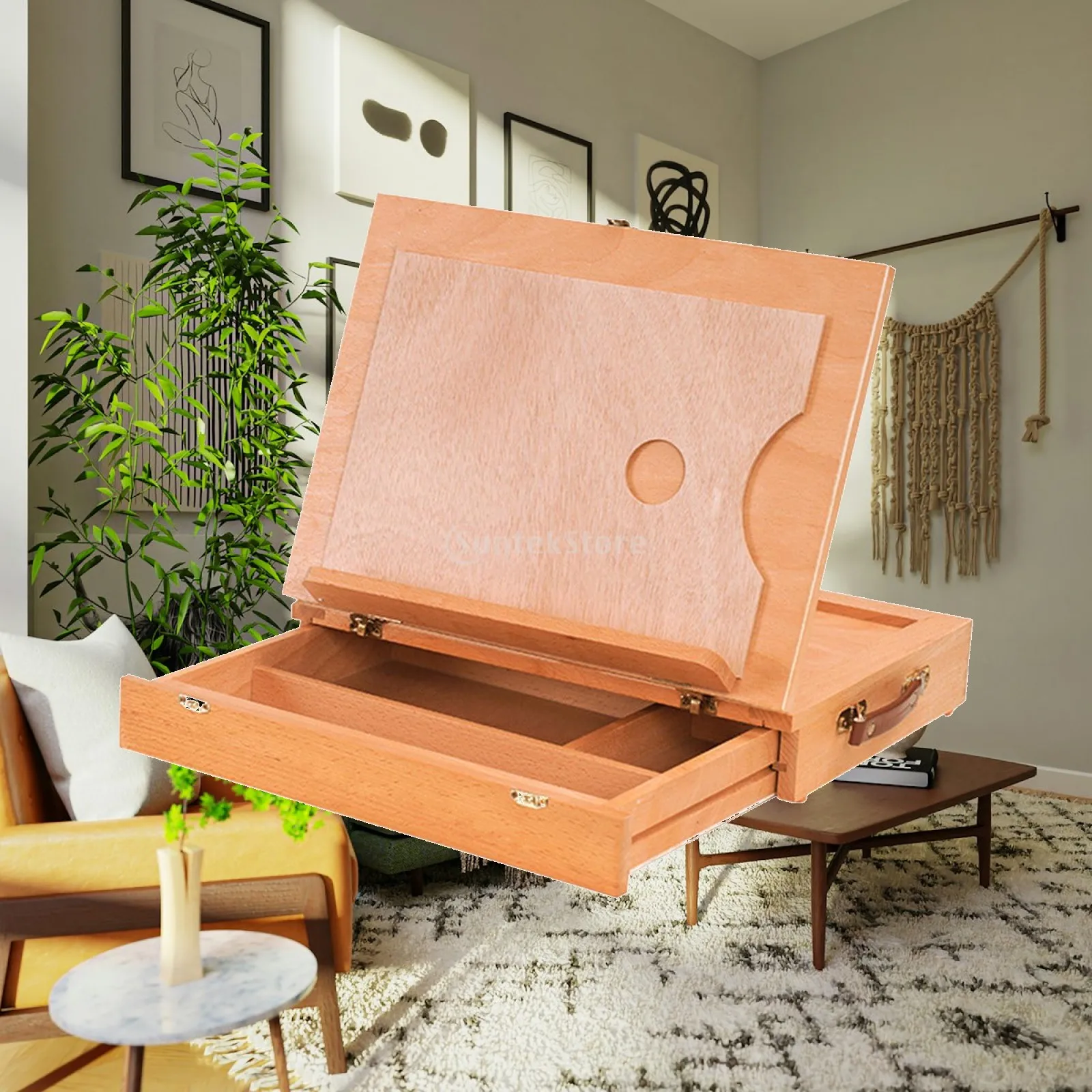 Wooden Easel Box, Beginner Painting Storage Box for Painting, Drawing,