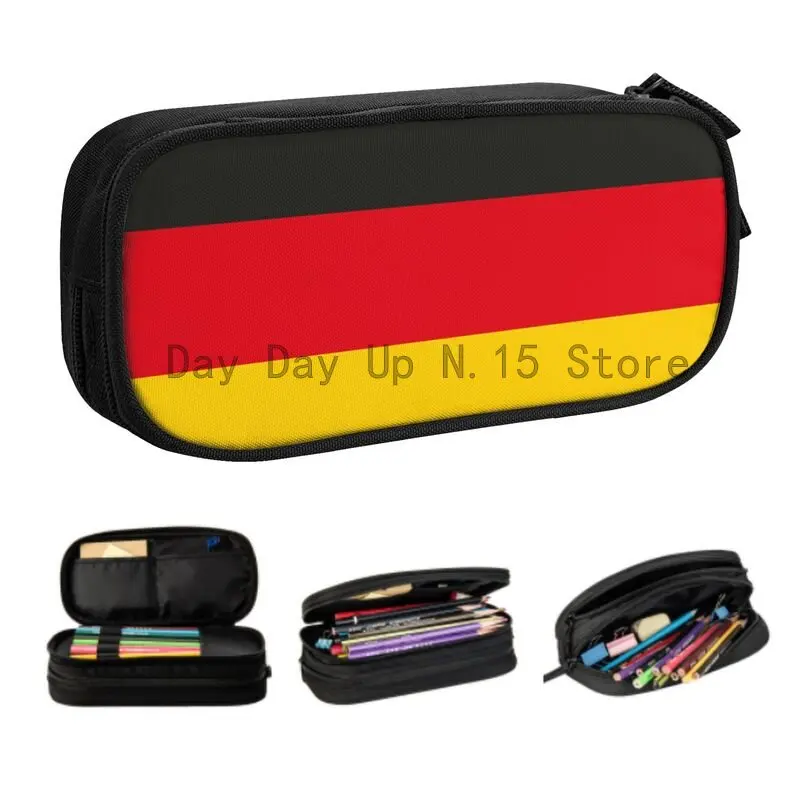 

Germany Flag Pencil Case for Girls Boys Large Capacity German Patriotic Pen Bag Box Stationery