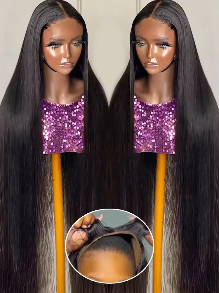 32 36 inch 200% Density Peruvian Straight 5x5 HD Glueless Lace Closure Wigs Pre Plucked For Women 13x6 Lace Front Human Hair Wig