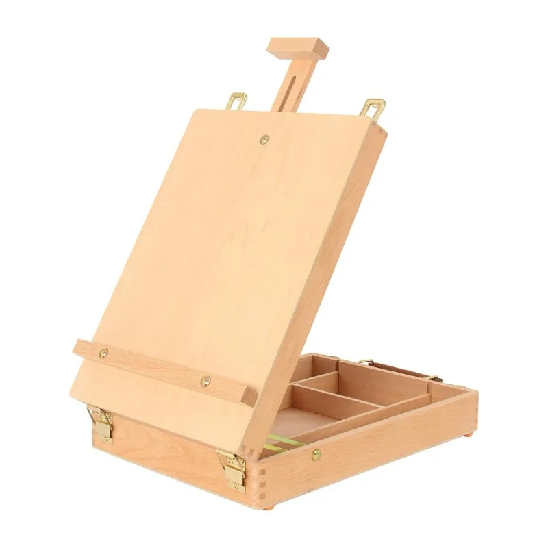 Art Supply Box Easel Sketch Box Painting Storage Box, Adjustable Wooden Tabletop Easel for Painting and Sketching Students