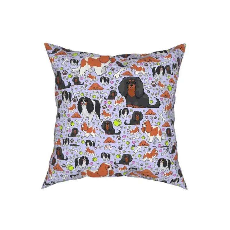 45x45cm Charles Spaniels Dog Square Pillow Case Cushions for Sofa Cavalier King Spaniel Casual Pillowcase