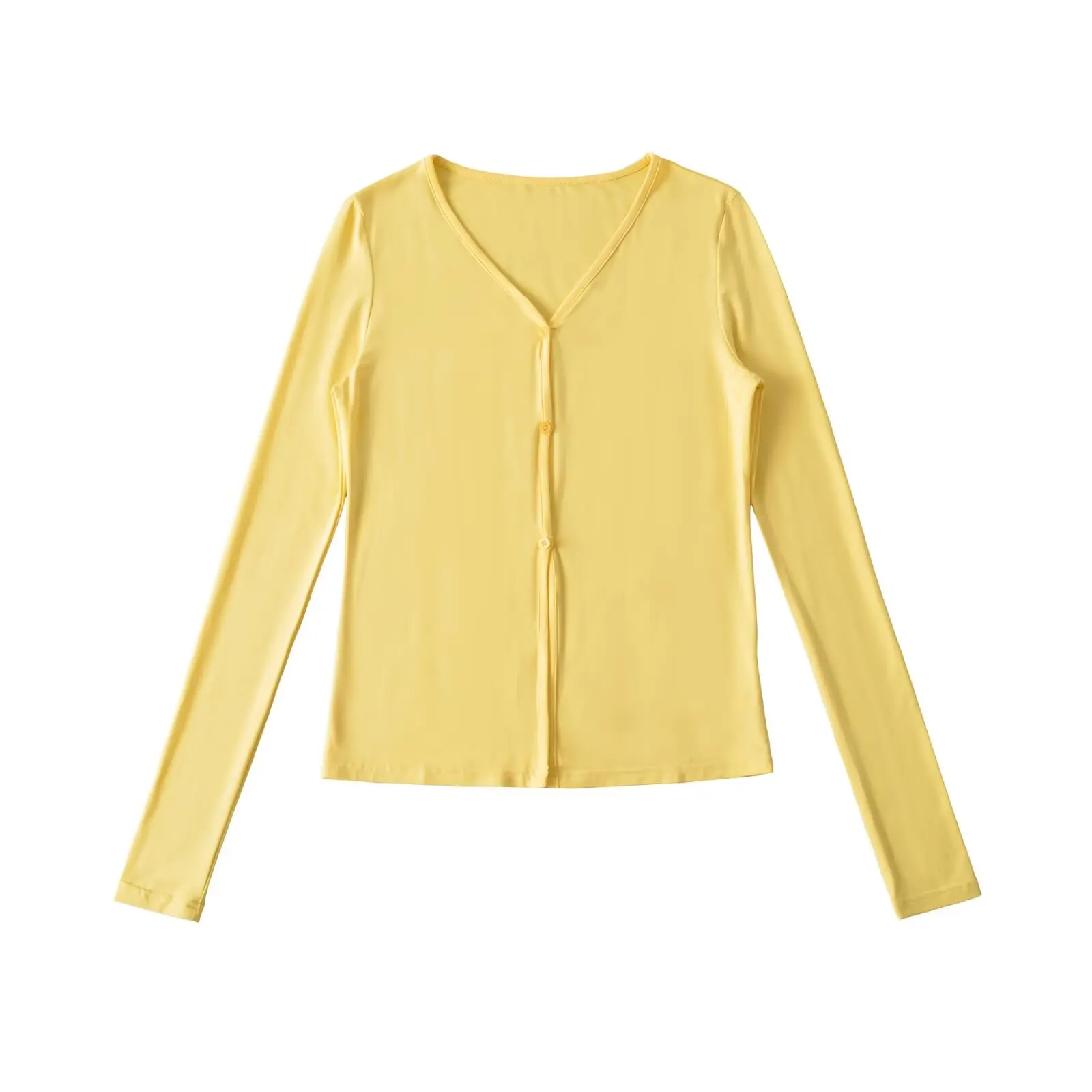 الرجعية الأمريكية V-ne طويلة Sve تي شيرت المرأة طبقة قاعدة التخسيس اللون سترة علوية للخريف تنوعا سليم صالح #3