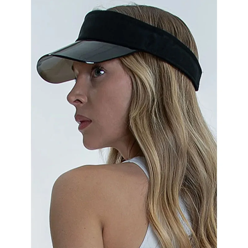 

Black Sport Golf Cap Ladies Men Candy Leisure Yoga Sun Hat Outdoor Sun Visors Clear Jelly PVC Hollow Top Tennis Caps UV Protect