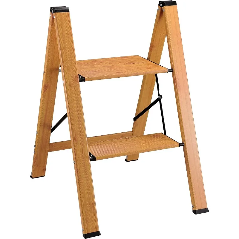 

Aluminum 2 Step Ladder Folding Step Stool,Heavy Duty Wood Grain Finish Lightweight