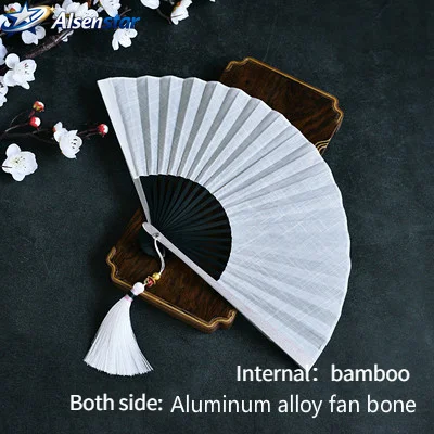 Klappbarer Fächer aus Aluminiumlegierung, leicht, langlebig, Metall, für Damen, elegant, chinesischer traditioneller Tanz, Hochzeitskostüm, Foto-Requisite, Geschenk