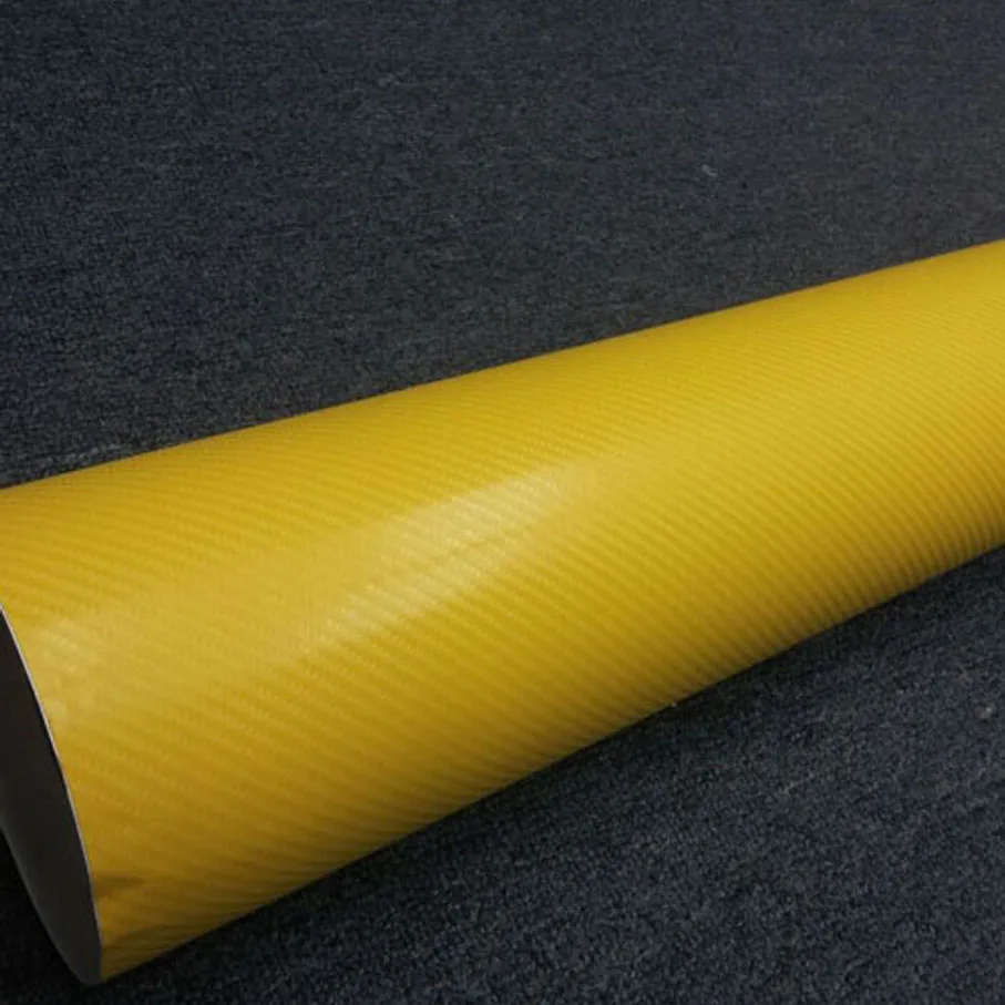 The newest bright 4D yellow Carbon Fiber Vinyl film Colored Glossy Carbon Fiber Vinyl Film Auto Wrapping Vinyl Wrap Foil