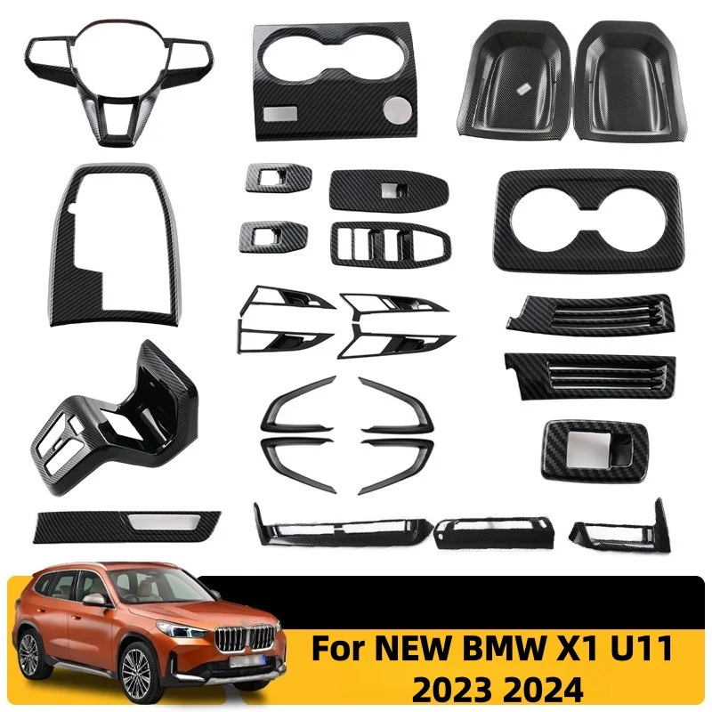 

For NEW BMW X1 U11 2023 2024 ABS Interior Accessories Window Switch Inner Door Handle Cover Gear Shift Panel Steering wheel Trim