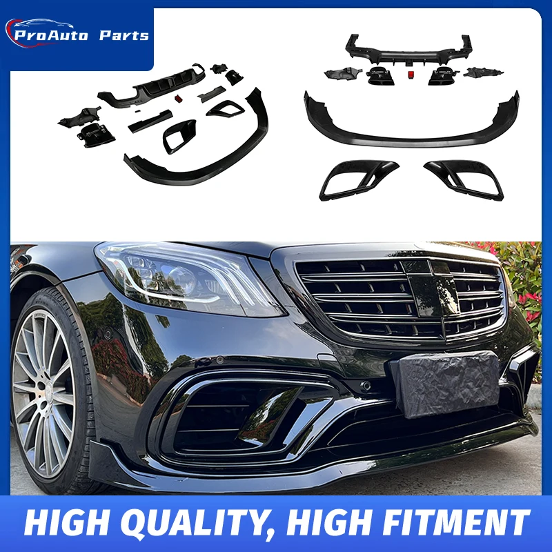 

Brabu Style Aero Kit Benz S-Class W222 S63 S65 B700 Gloss Black Painted Front Lip Rear Lip Exhaust Tip S CLASS AMG B BODYKIT