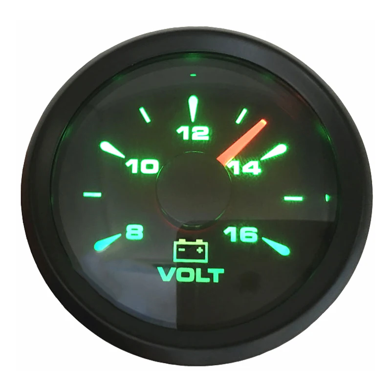 Auto 8-16v Display Voltmeters 52mm Pointer Volt Meters Black Volt Gauges 9-32v Working Voltage with 8 Kinds Backlight Color