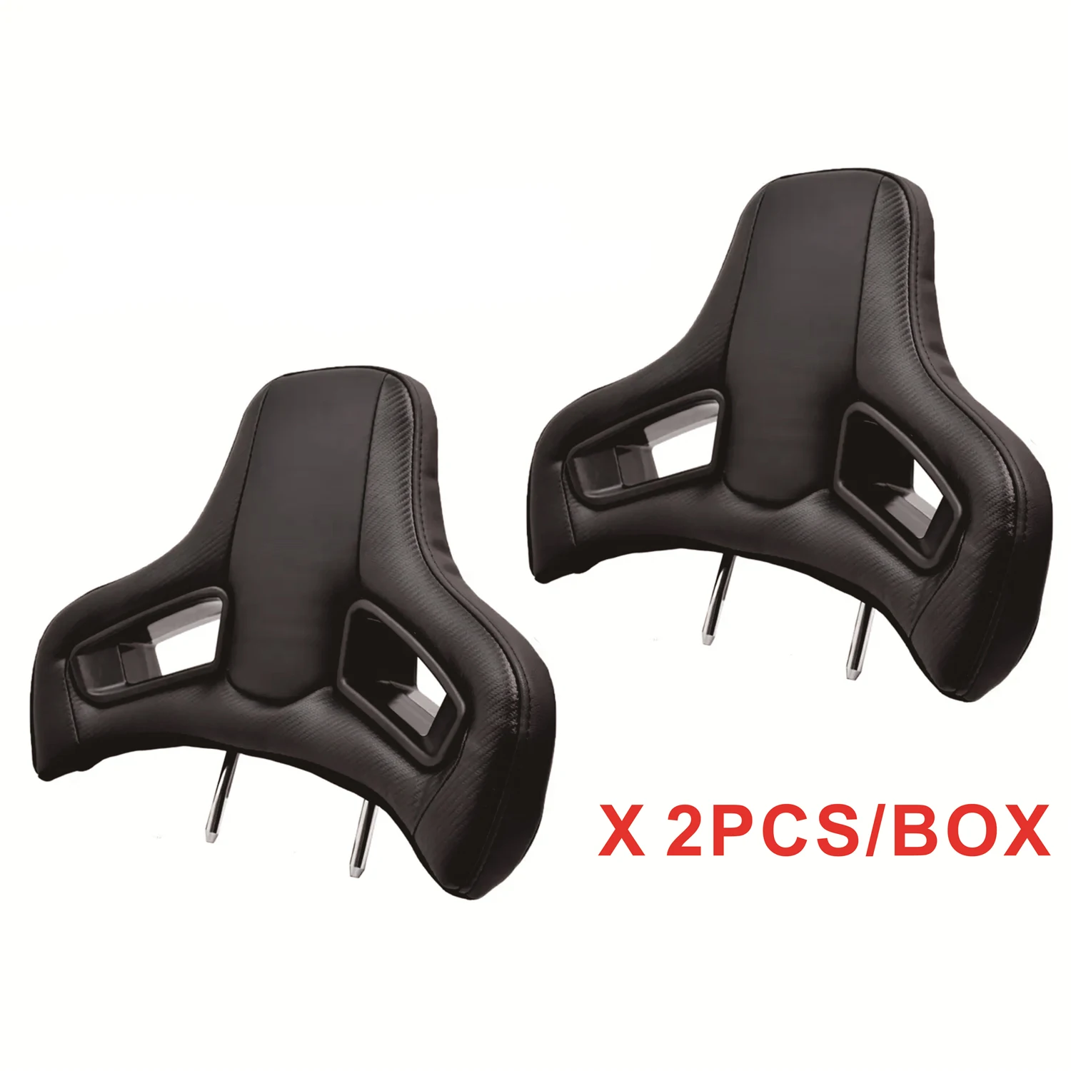 

TIYPEOR 2PCS/1Pair Racing Modified Car Seat Headrests Portable Black Leather Headrests