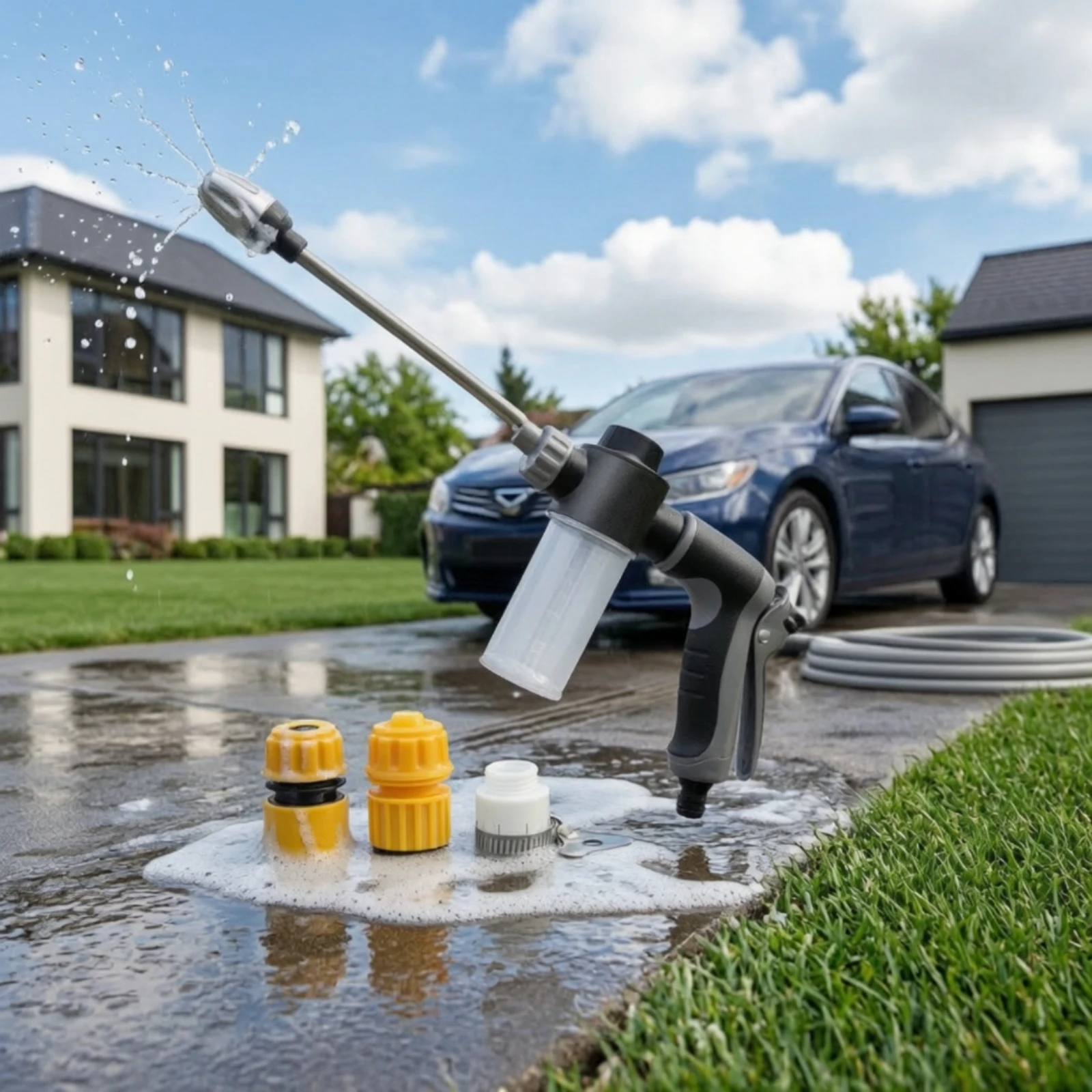 Car Wash Water Long-Reach Water with Metal Rod Spray Wand Heavy Duty Sprayer Rust-Resistant for Patio Cleaning