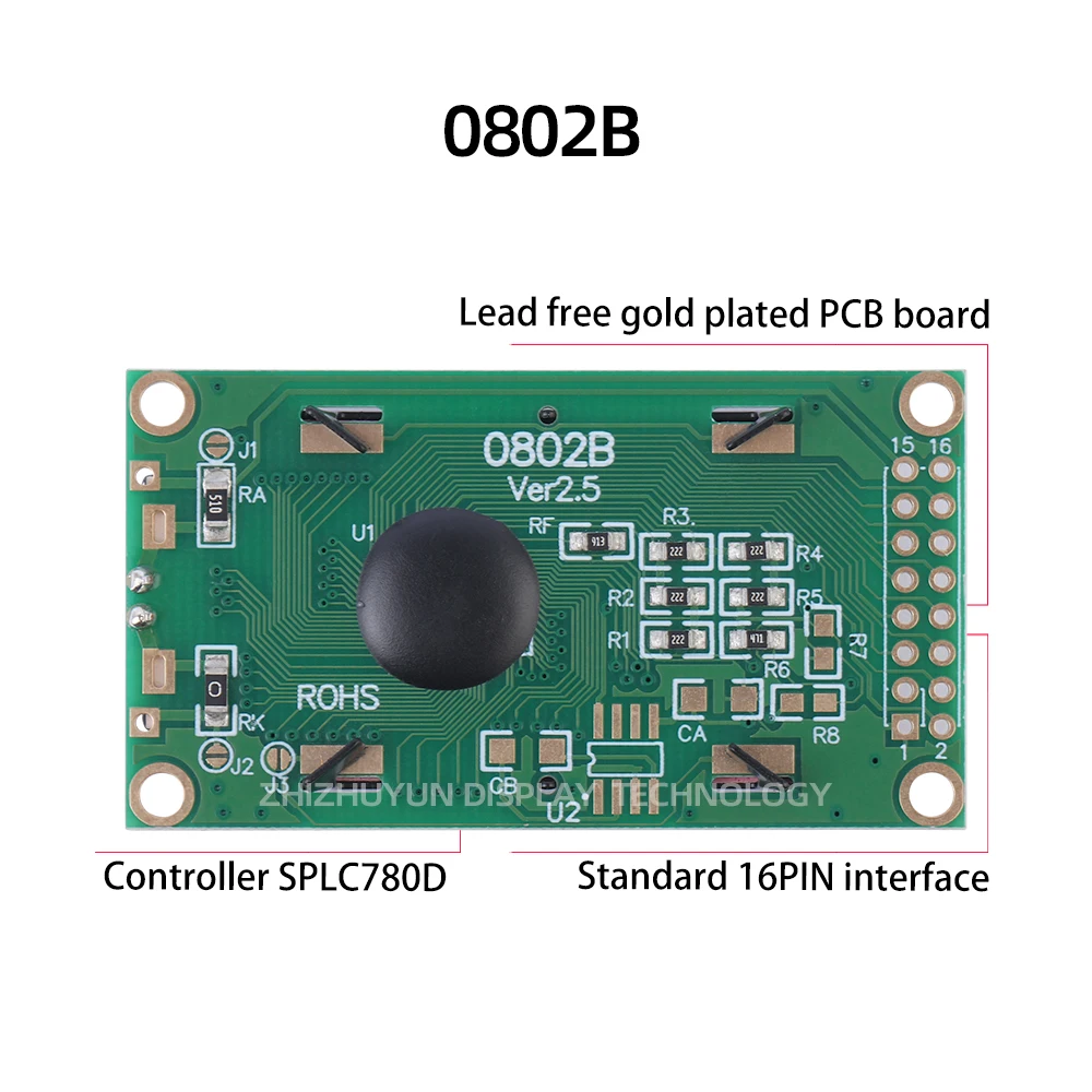 0802B 16Pin Character Dot Matrix Screen Orange Light LCD8X2 Character LCD Screen LCD Display Module