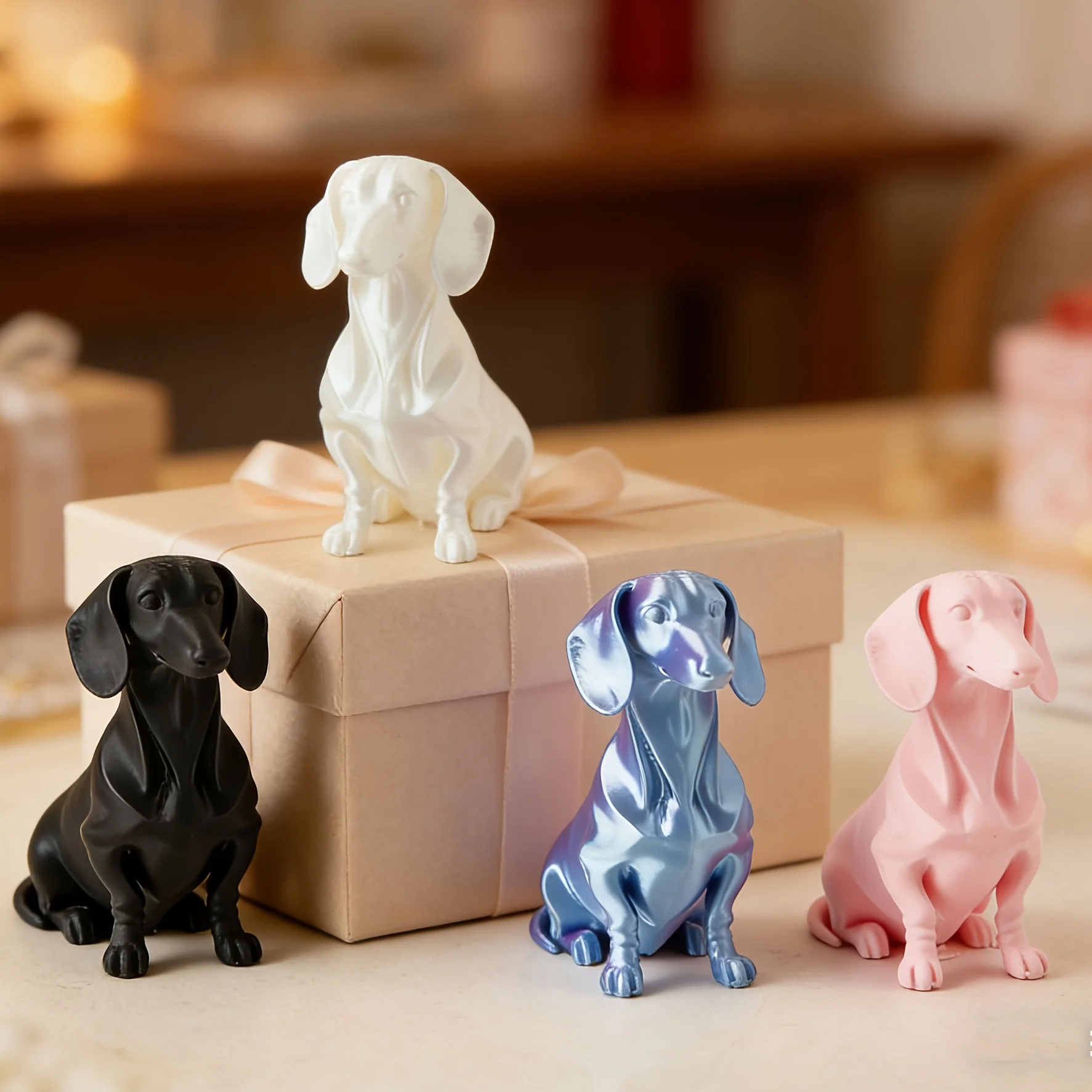 Sitting Dachshund Figurine cute Short-Leg Dog Statue Ornament for DIY customize Pet Lover Gift Modern Aesthetic Room Decor gifts