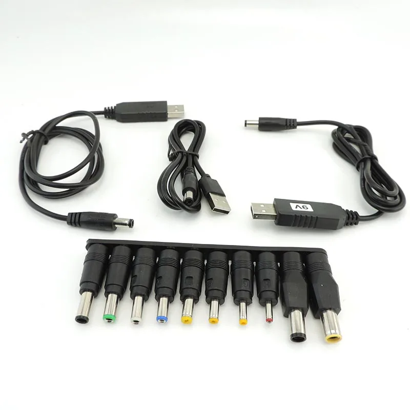 

USB повышающая линия постоянного тока от 5 В до 9 В, 8,4 В, 12 В, 12,6 В, модуль Step UP, 10-контактный разъем «папа-мама», адаптер питания, кабель, разъем, преобразователь