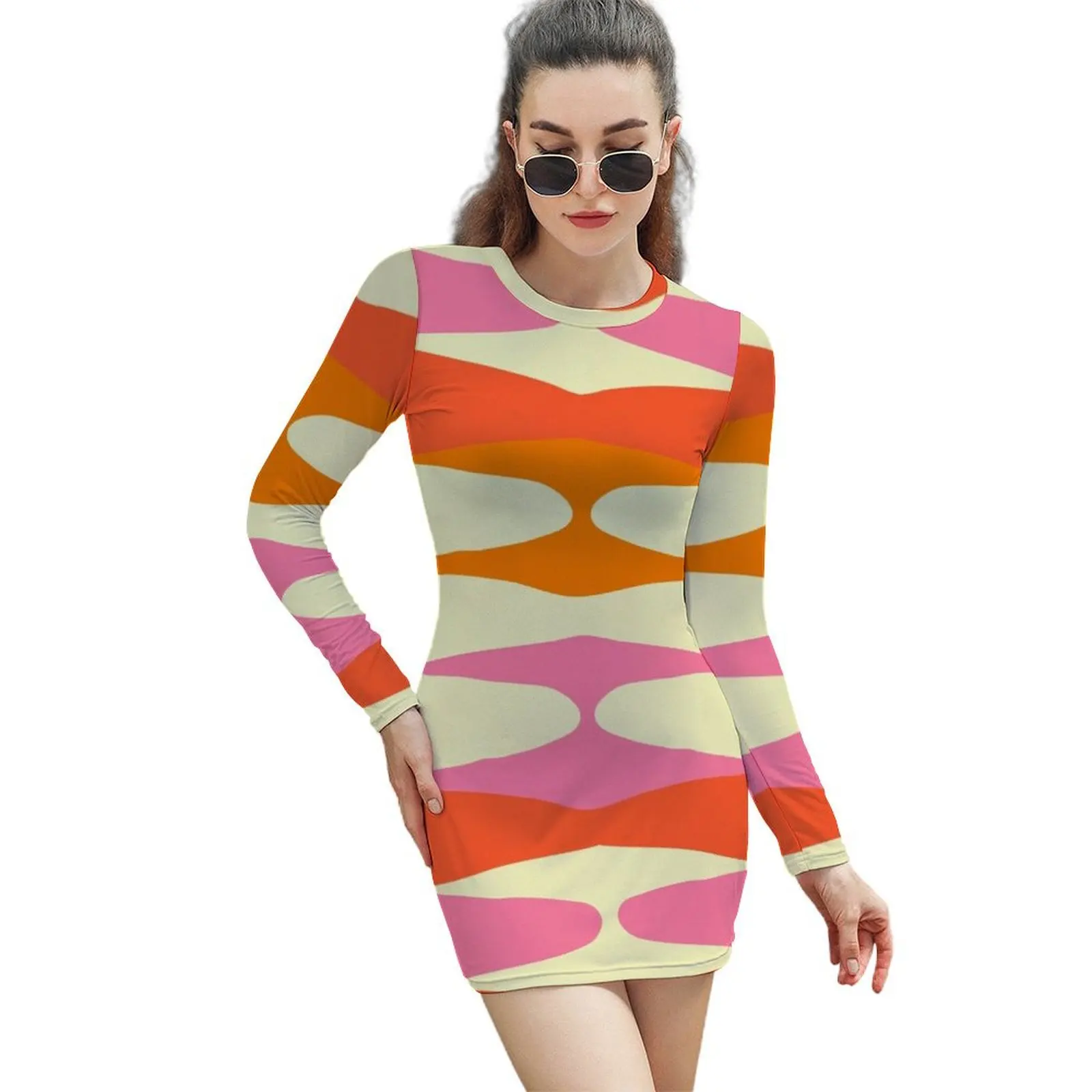 

Zaha Sixties Long-Sleeved Sheath Dress Woman clothing prom dress