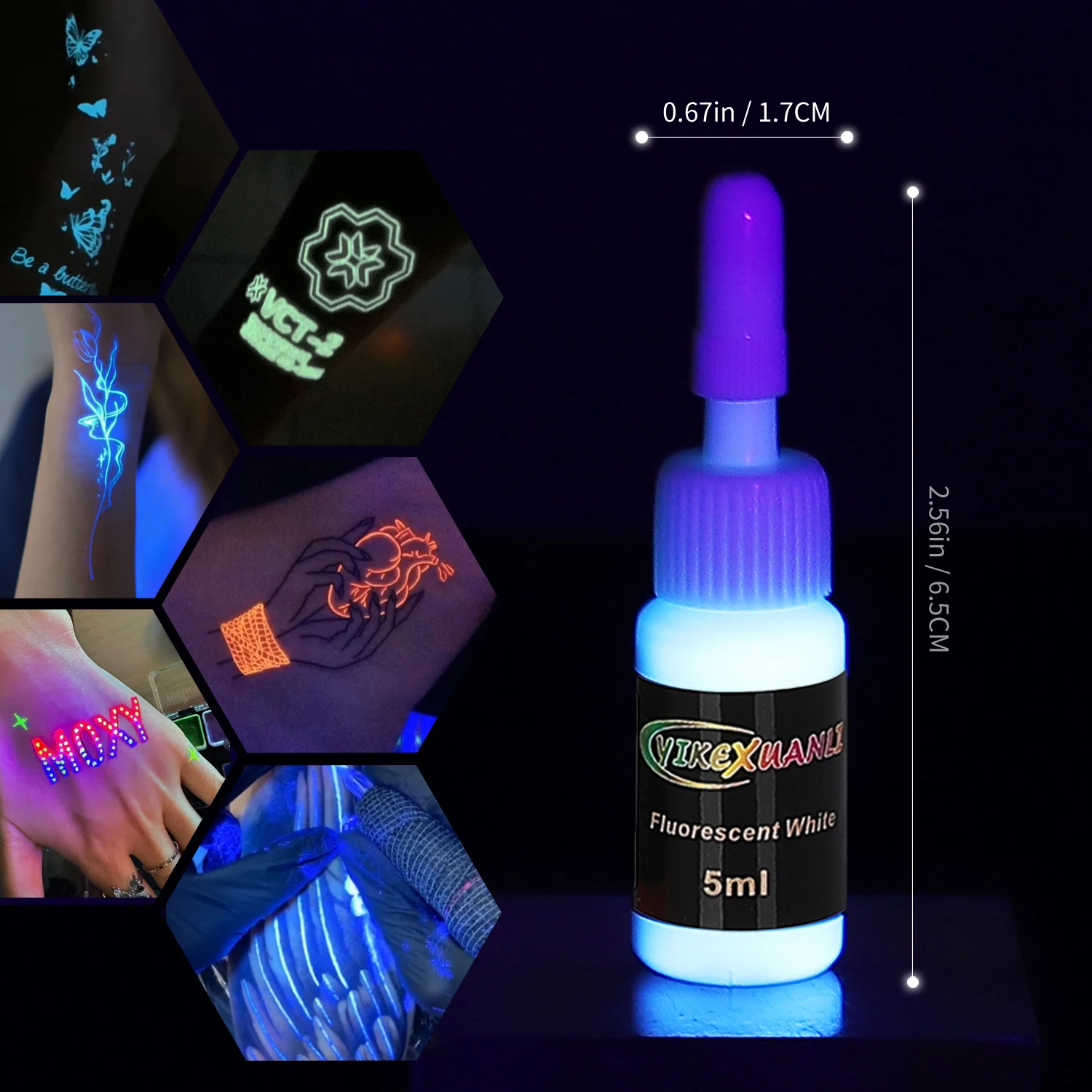 Fluorescent Tattoo Ink Kit 8 Color Fluorescent Tattoo Ink Kit Safe Non-toxic Fluorescent Ink Stylish Body Art Ink Kit That Glows - Image 5