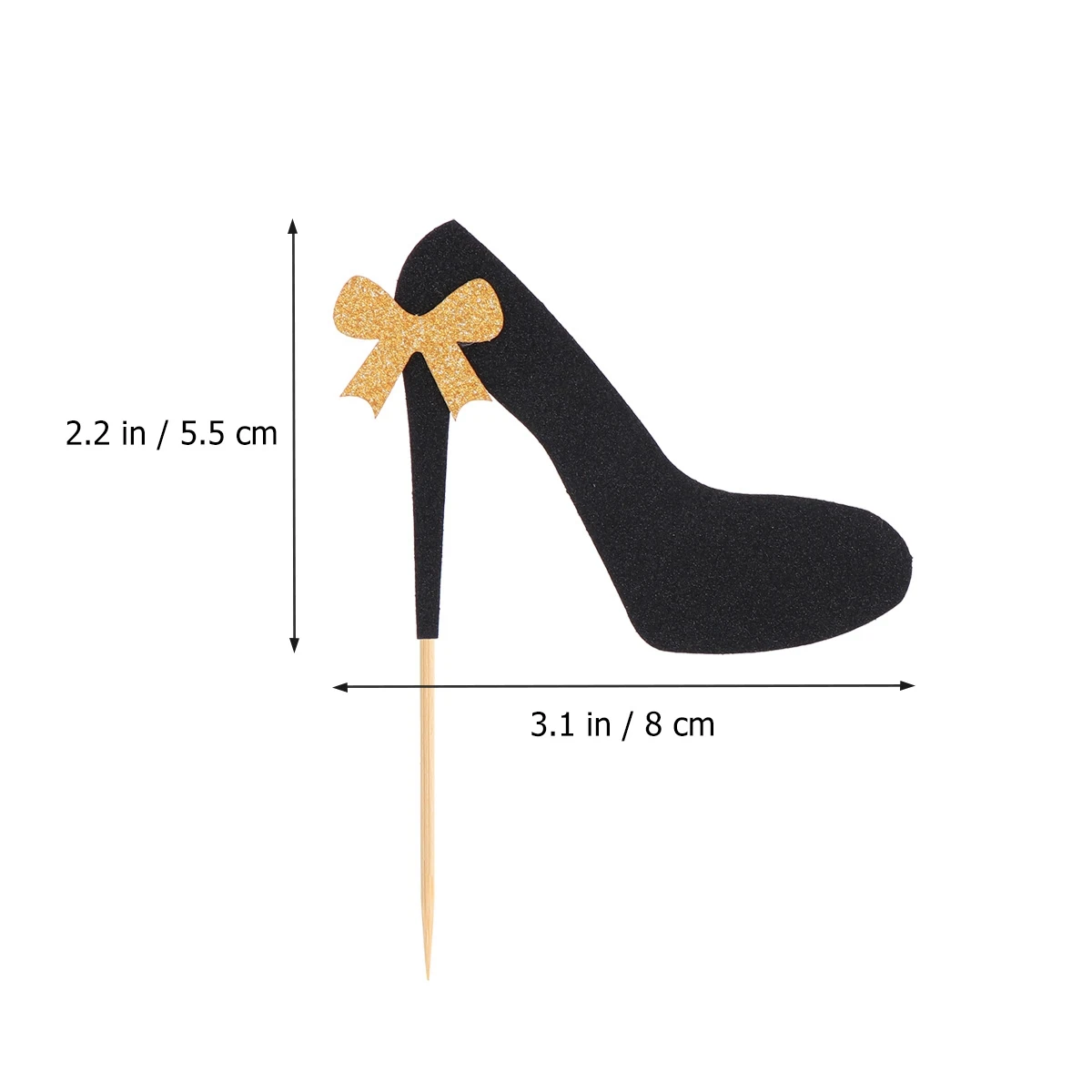 

12 Pcs Cake Insert Fruit Picks High Heel Bamboo Dessert Table Decorative Supplies Glitter Paper Topper for Cakes