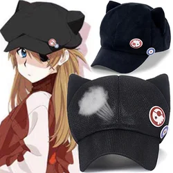 Cute EVA Shikinami Asuka Rangure Cat Ear Polar Fleece Hat Peak Baseball Cap Anime Cosplay Accessories Good Gifts for Children