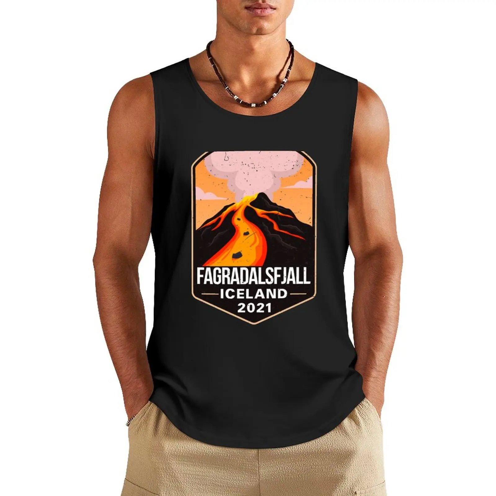

Fagradalsfjall Iceland Volcano Eruption 2021 Tank Top bodybuilding summer gym accessories man sleeveless gym shirts male