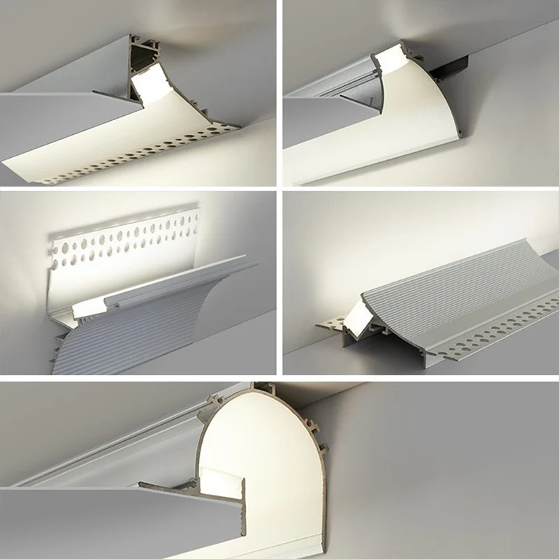 Surface Mount LED Ceiling Top Corner Aluminum Profile Frameless Wall Washing Lamp Upglow Diffuse Channel Linear Hard Strip Light